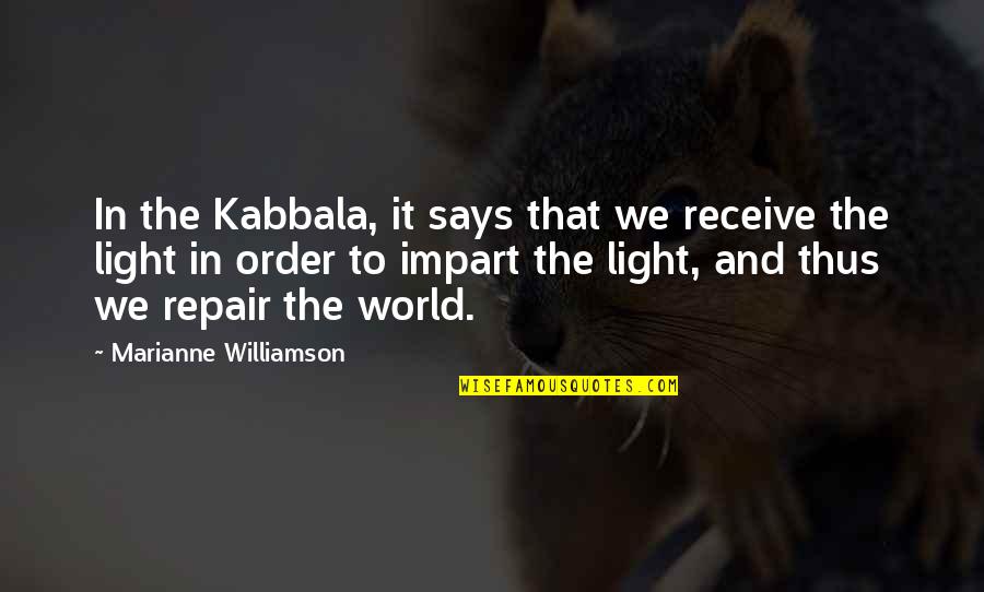 Family Oriented Girl Quotes By Marianne Williamson: In the Kabbala, it says that we receive