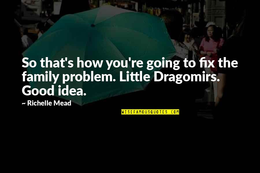 Family Problem Quotes By Richelle Mead: So that's how you're going to fix the
