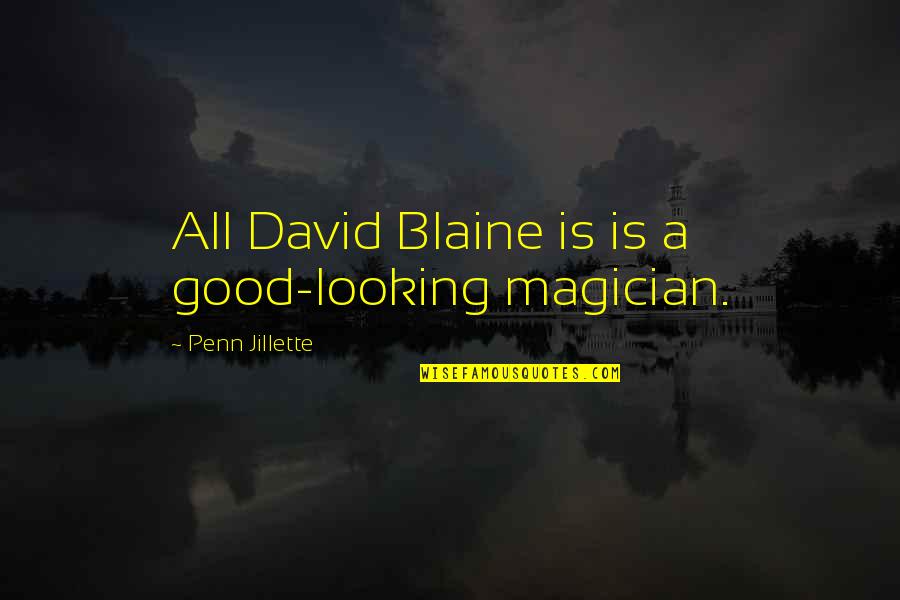 Family Recipe Quotes By Penn Jillette: All David Blaine is is a good-looking magician.