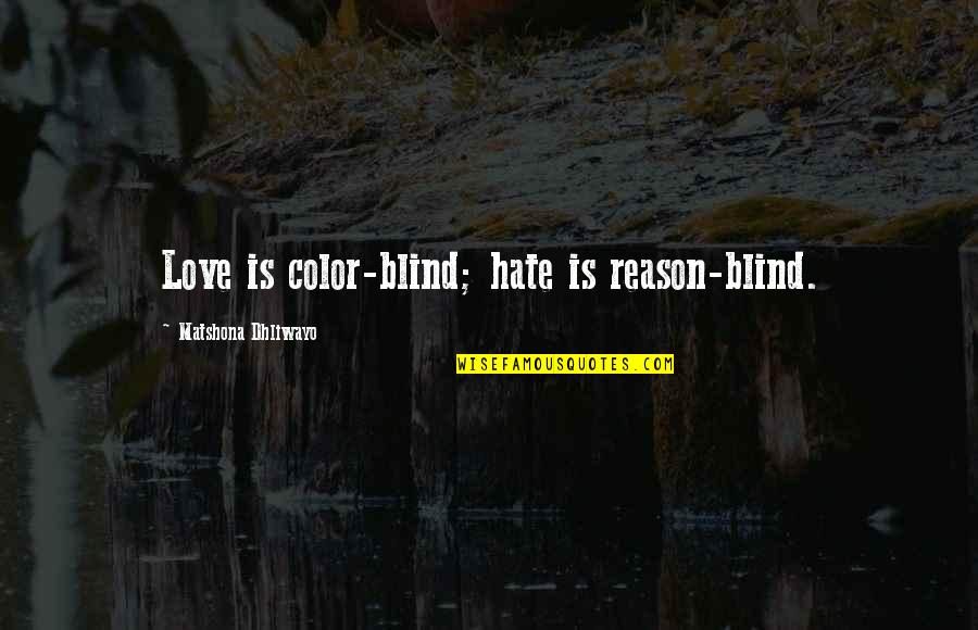 Family Recreation Quotes By Matshona Dhliwayo: Love is color-blind; hate is reason-blind.