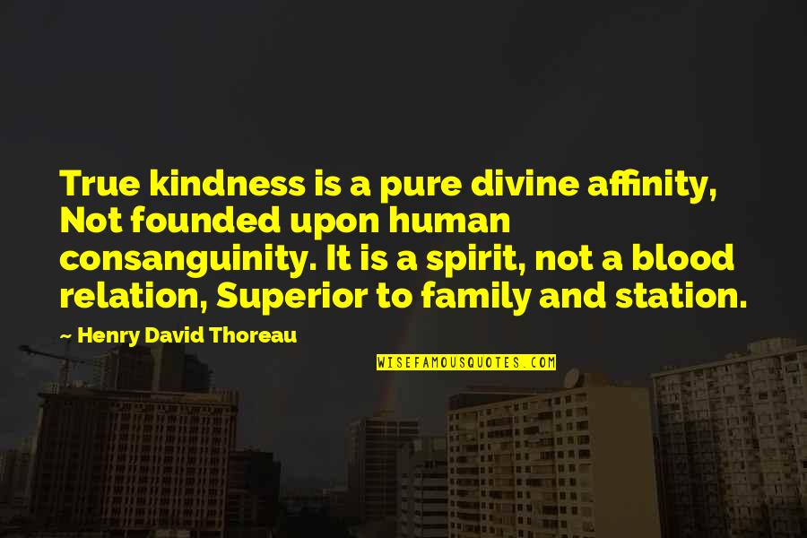 Family Relation Quotes By Henry David Thoreau: True kindness is a pure divine affinity, Not