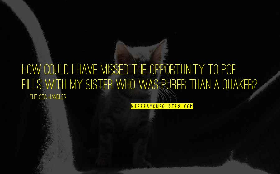 Family Sister Quotes By Chelsea Handler: How could I have missed the opportunity to