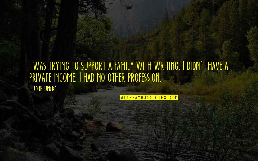 Family Support Quotes By John Updike: I was trying to support a family with