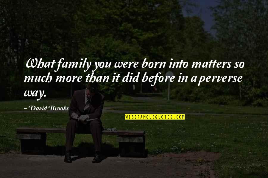 Family That Matters Quotes By David Brooks: What family you were born into matters so Family That Matters Quotes By David Brooks: What family you were born into matters so