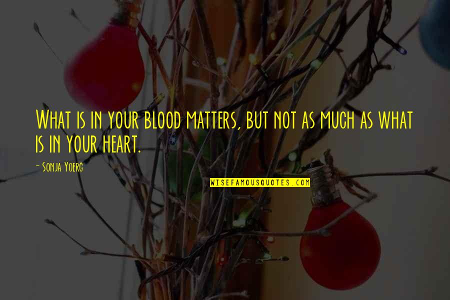 Family That Matters Quotes By Sonja Yoerg: What is in your blood matters, but not