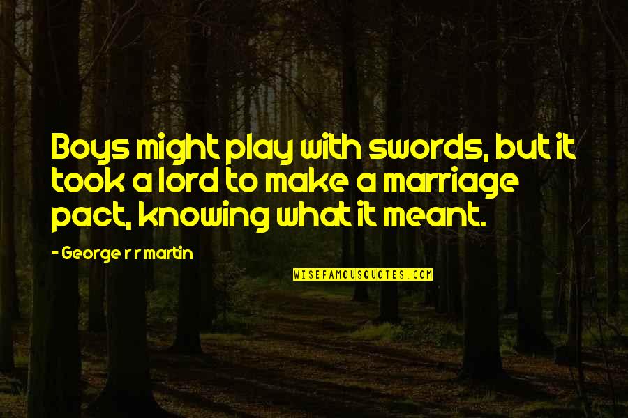 Family Wisdom From The Monk Who Sold His Ferrari Quotes By George R R Martin: Boys might play with swords, but it took