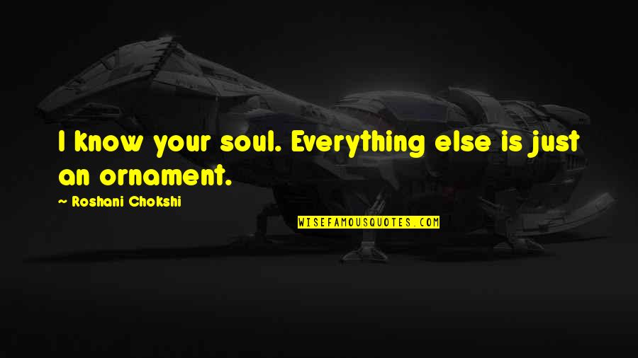 Familylike Quotes By Roshani Chokshi: I know your soul. Everything else is just