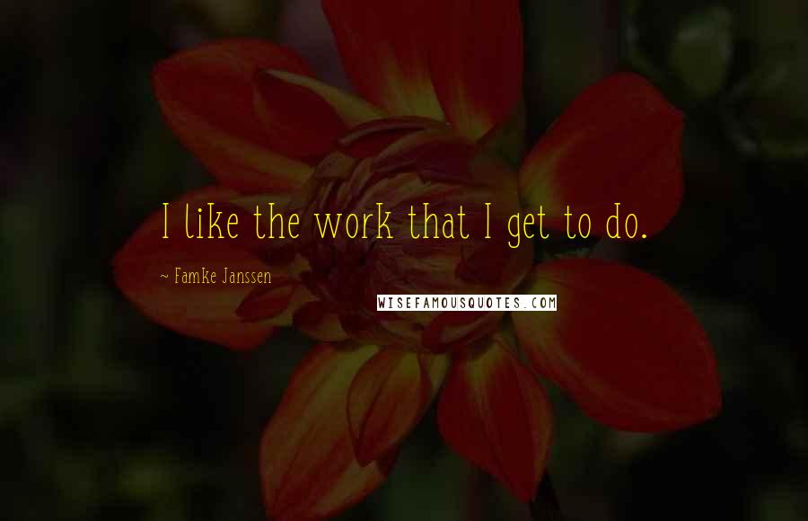 Famke Janssen quotes: I like the work that I get to do.