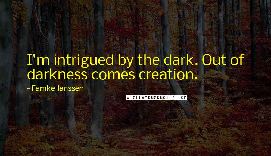 Famke Janssen quotes: I'm intrigued by the dark. Out of darkness comes creation.