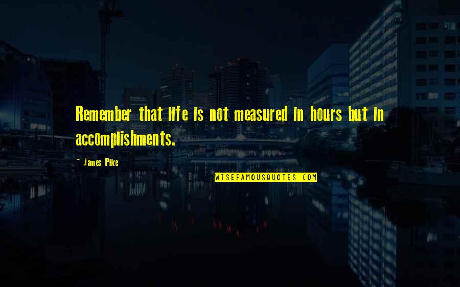 Famous 18th Quotes By James Pike: Remember that life is not measured in hours