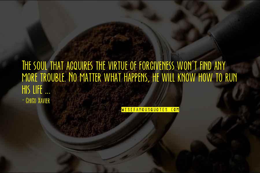 Famous Architects Quotes By Chico Xavier: The soul that acquires the virtue of forgiveness