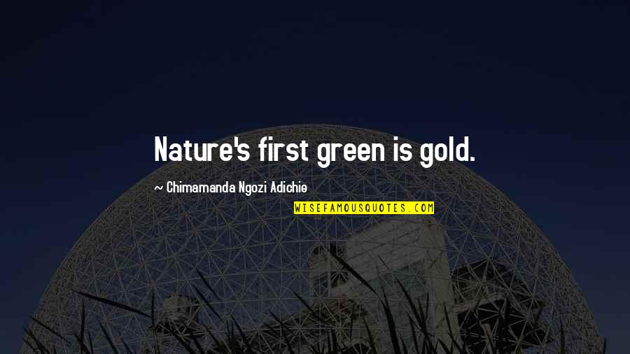 Famous Autobiographical Quotes By Chimamanda Ngozi Adichie: Nature's first green is gold.