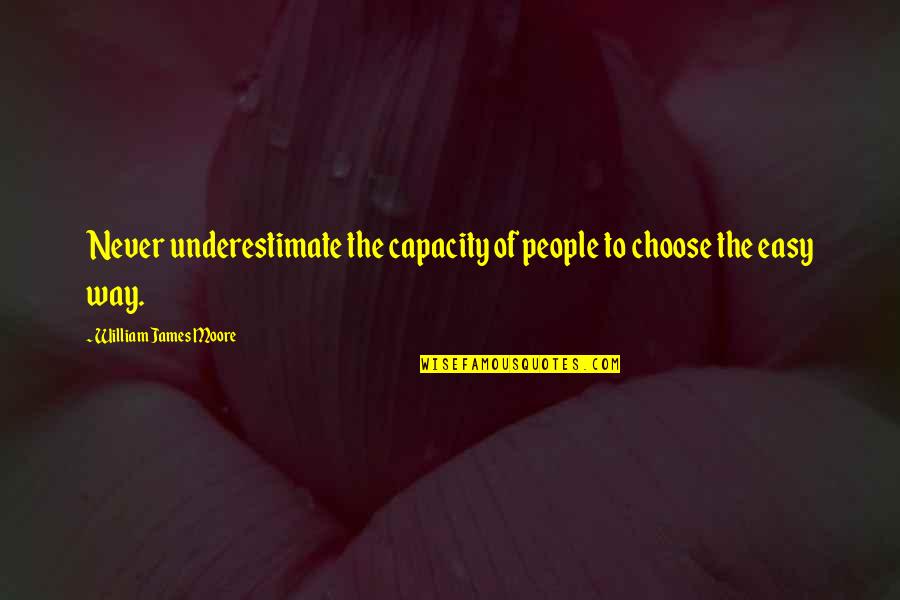 Famous Bullying Quotes By William James Moore: Never underestimate the capacity of people to choose