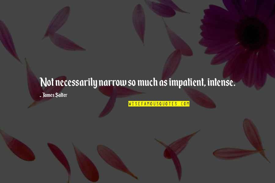 Famous Career Change Quotes By James Salter: Not necessarily narrow so much as impatient, intense. Famous Career Change Quotes By James Salter: Not necessarily narrow so much as impatient, intense.