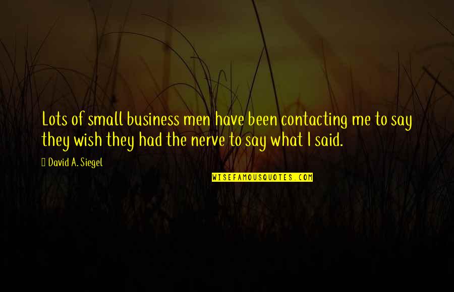 Famous Cassie Ainsworth Quotes By David A. Siegel: Lots of small business men have been contacting