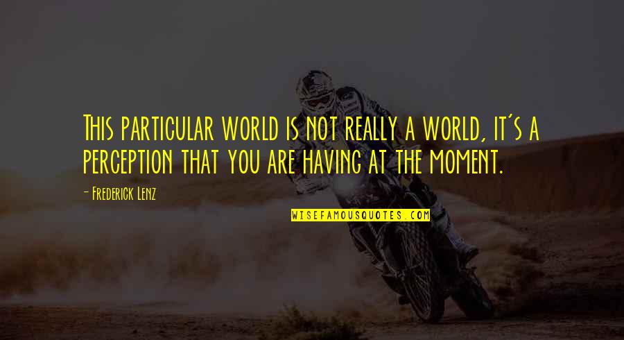 Famous Cell Phone Quotes By Frederick Lenz: This particular world is not really a world,