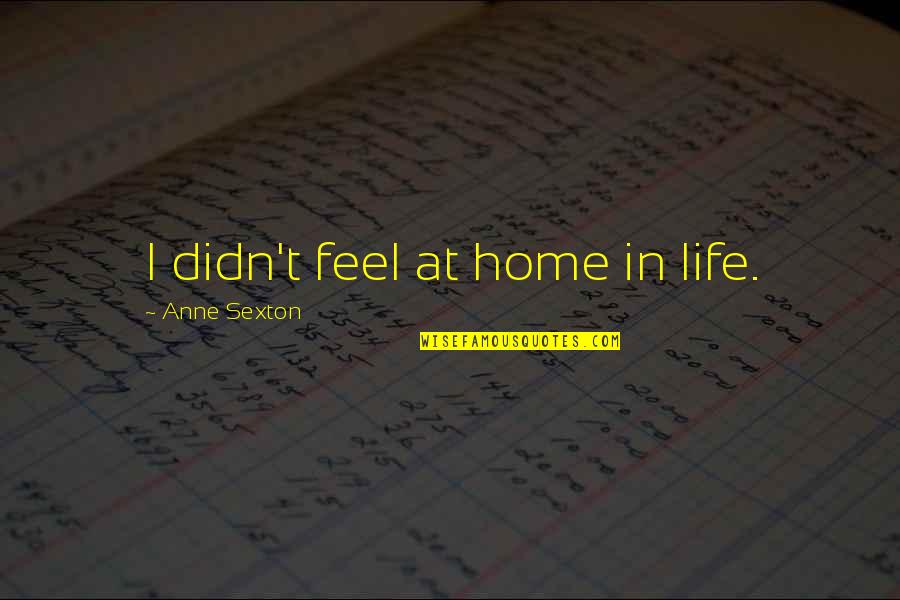 Famous Checks Quotes By Anne Sexton: I didn't feel at home in life.