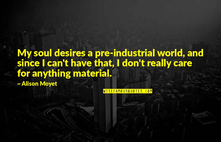 Famous Chef Quotes By Alison Moyet: My soul desires a pre-industrial world, and since