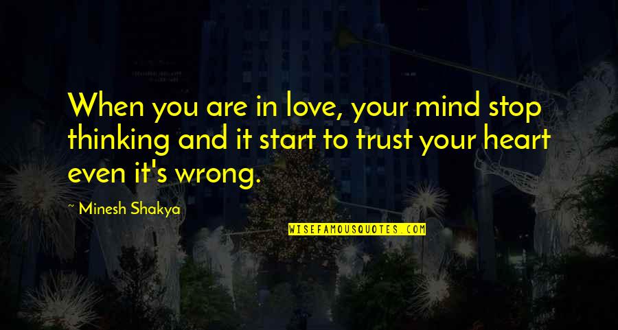 Famous Courtroom Quotes By Minesh Shakya: When you are in love, your mind stop