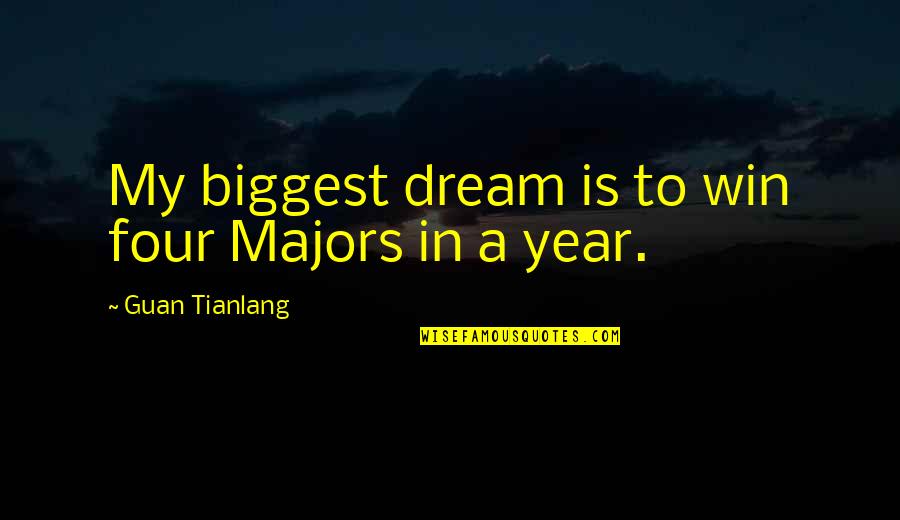 Famous Cowper Quotes By Guan Tianlang: My biggest dream is to win four Majors