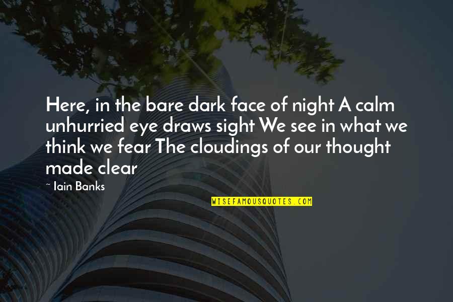 Famous Devo Quotes By Iain Banks: Here, in the bare dark face of night