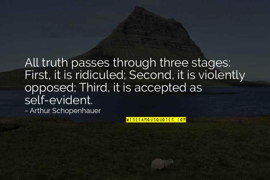 Famous Diaries Quotes By Arthur Schopenhauer: All truth passes through three stages: First, it
