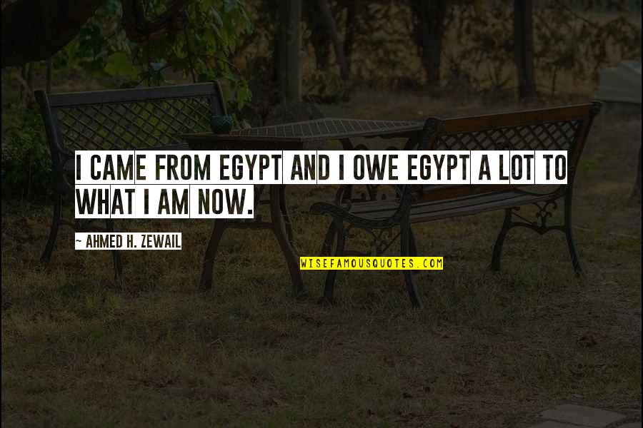 Famous Documentation Quotes By Ahmed H. Zewail: I came from Egypt and I owe Egypt