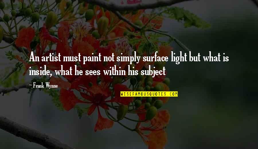 Famous Dropout Quotes By Frank Wynne: An artist must paint not simply surface light