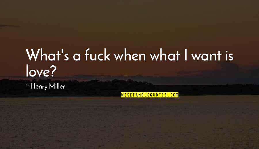 Famous Duos Quotes By Henry Miller: What's a fuck when what I want is Famous Duos Quotes By Henry Miller: What's a fuck when what I want is