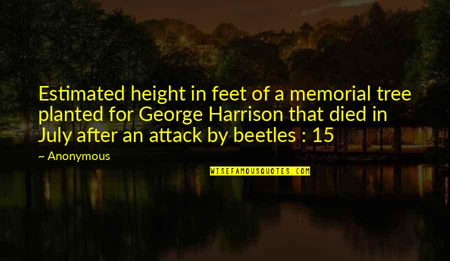 Famous Epigrams Quotes By Anonymous: Estimated height in feet of a memorial tree Famous Epigrams Quotes By Anonymous: Estimated height in feet of a memorial tree