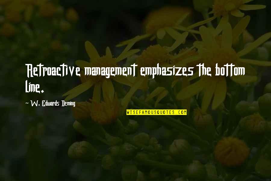 Famous Ernest Holmes Quotes By W. Edwards Deming: Retroactive management emphasizes the bottom line.
