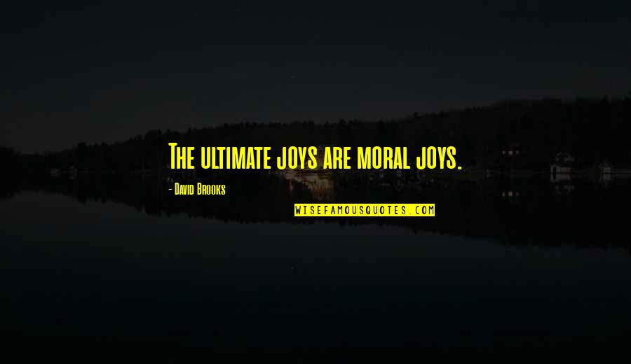 Famous Ethereal Quotes By David Brooks: The ultimate joys are moral joys.