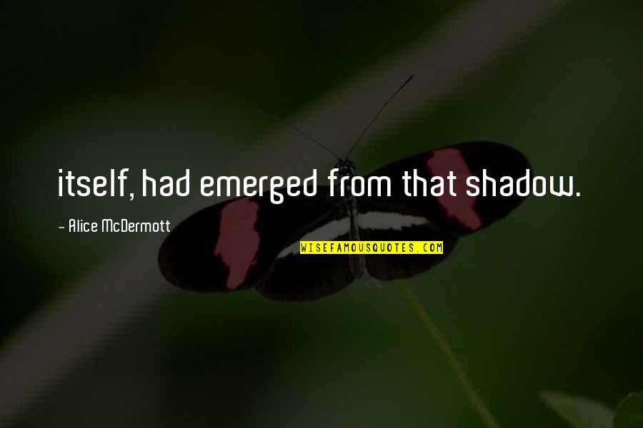 Famous Examples Quotes By Alice McDermott: itself, had emerged from that shadow.
