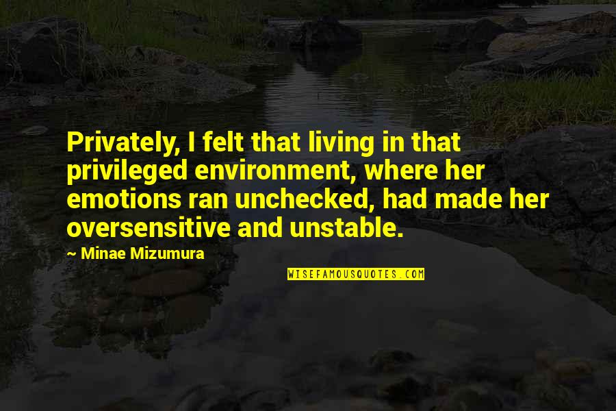 Famous Fair Trade Quotes By Minae Mizumura: Privately, I felt that living in that privileged