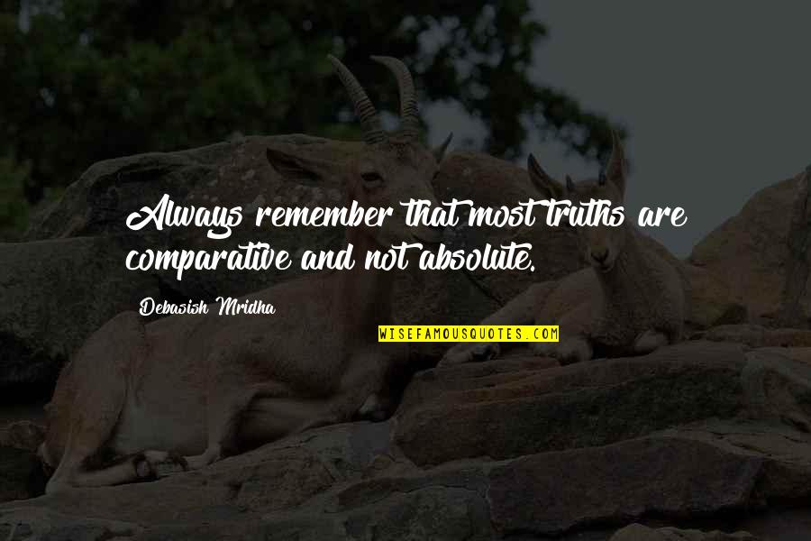 Famous Filipino Authors Quotes By Debasish Mridha: Always remember that most truths are comparative and