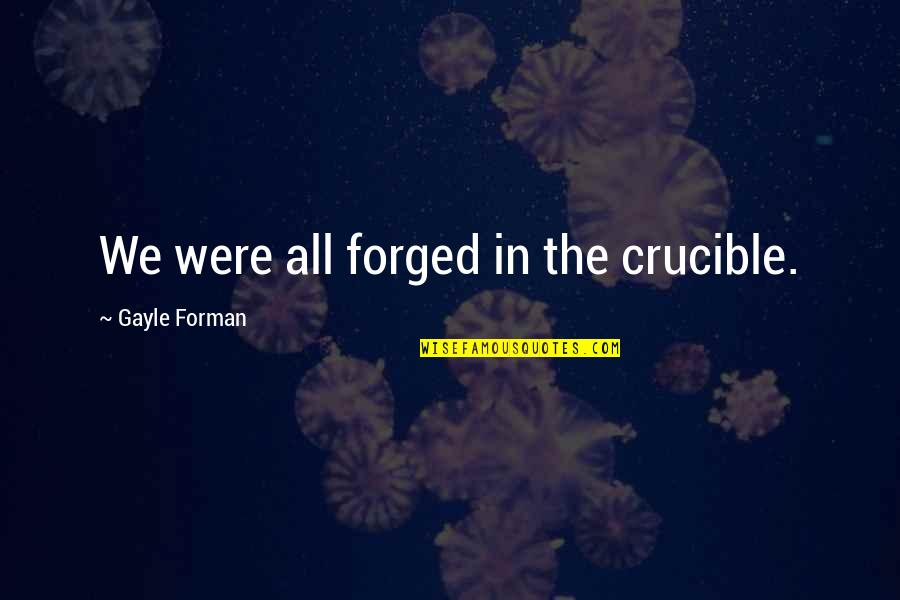 Famous Funny Internet Quotes By Gayle Forman: We were all forged in the crucible. Famous Funny Internet Quotes By Gayle Forman: We were all forged in the crucible.