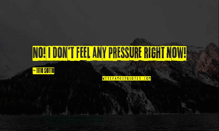 Famous Gangsta Quotes By Tito Sotto: No! I don't feel any pressure right now!