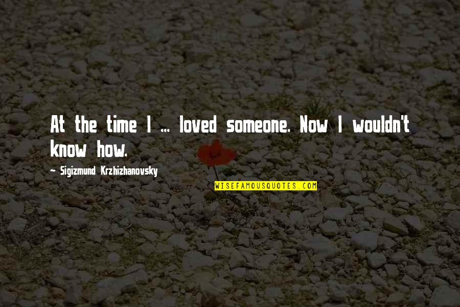 Famous Grand Final Quotes By Sigizmund Krzhizhanovsky: At the time I ... loved someone. Now