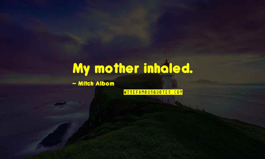 Famous Grumpy Cat Quotes By Mitch Albom: My mother inhaled.