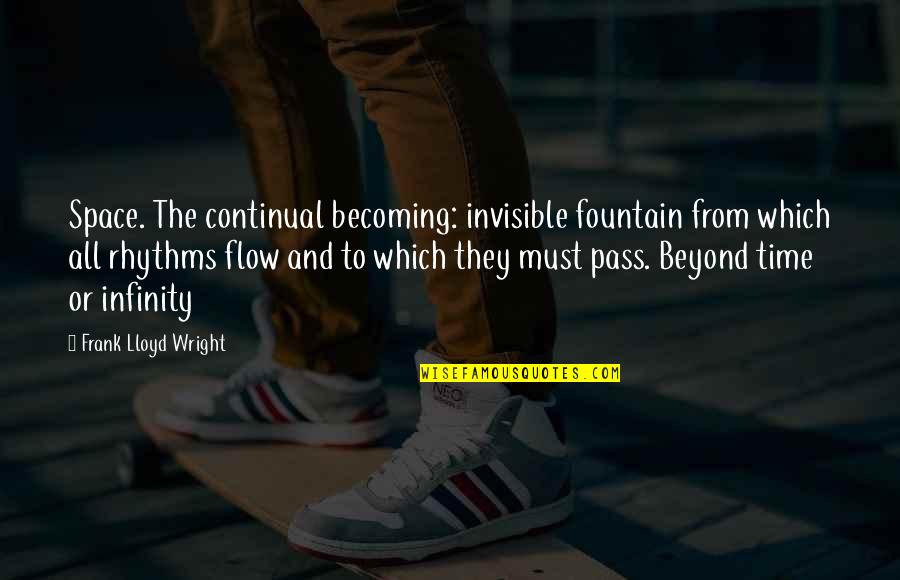 Famous Gymnast Quotes By Frank Lloyd Wright: Space. The continual becoming: invisible fountain from which