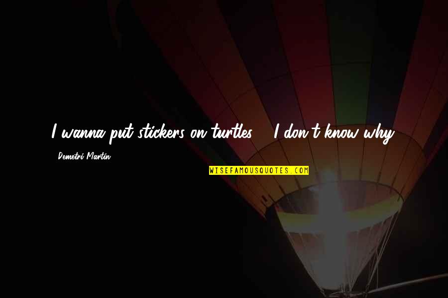 Famous Incomplete Quotes By Demetri Martin: I wanna put stickers on turtles ... I