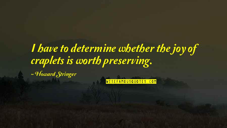 Famous Insensitivity Quotes By Howard Stringer: I have to determine whether the joy of Famous Insensitivity Quotes By Howard Stringer: I have to determine whether the joy of