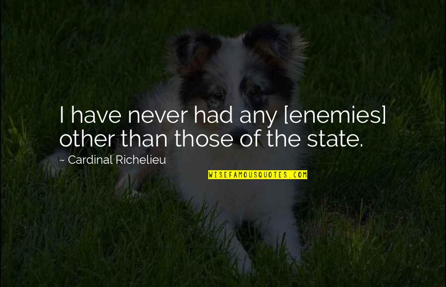 Famous Intelligent Quotes By Cardinal Richelieu: I have never had any [enemies] other than