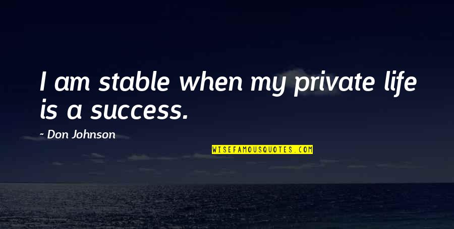 Famous Istj Quotes By Don Johnson: I am stable when my private life is
