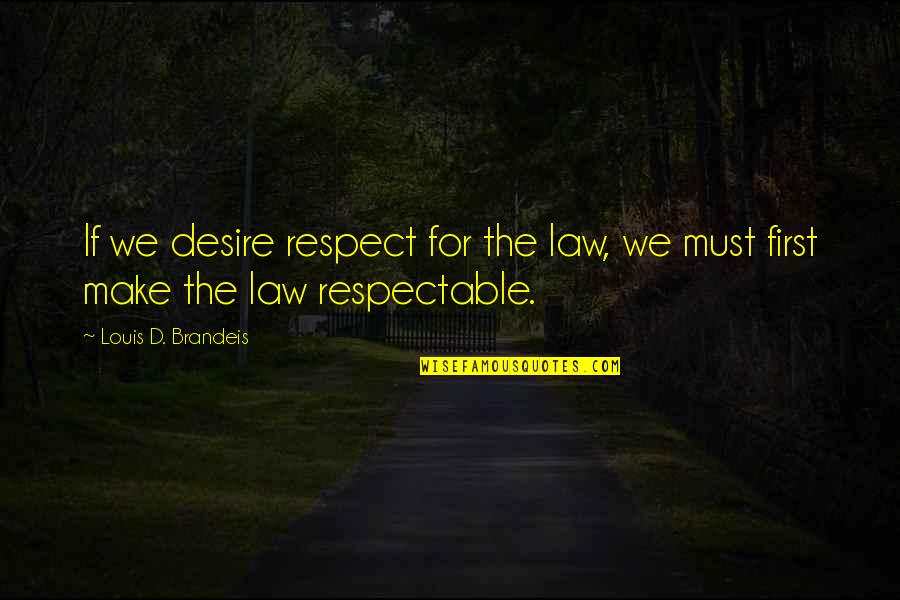 Famous James Garner Quotes By Louis D. Brandeis: If we desire respect for the law, we
