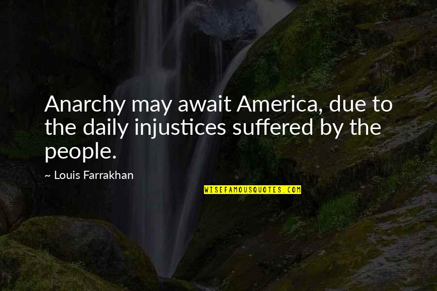 Famous King Kong Quotes By Louis Farrakhan: Anarchy may await America, due to the daily