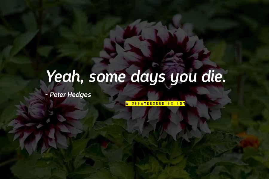 Famous Landmine Quotes By Peter Hedges: Yeah, some days you die.
