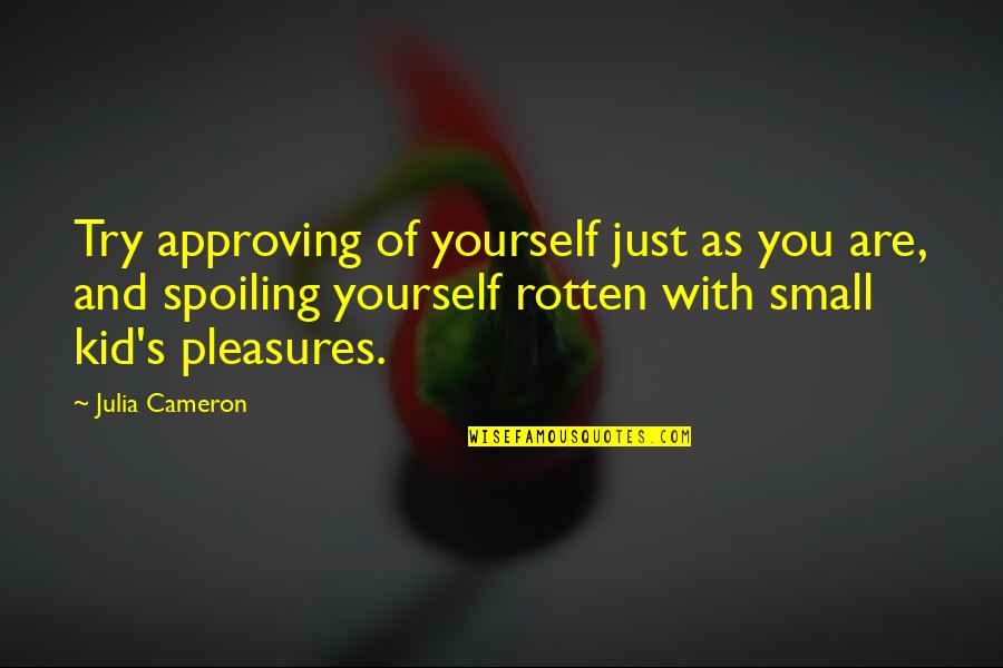 Famous Manifest Destiny Quotes By Julia Cameron: Try approving of yourself just as you are,