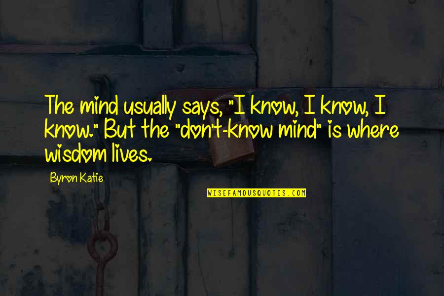 Famous Mike Lazaridis Quotes By Byron Katie: The mind usually says, "I know, I know,