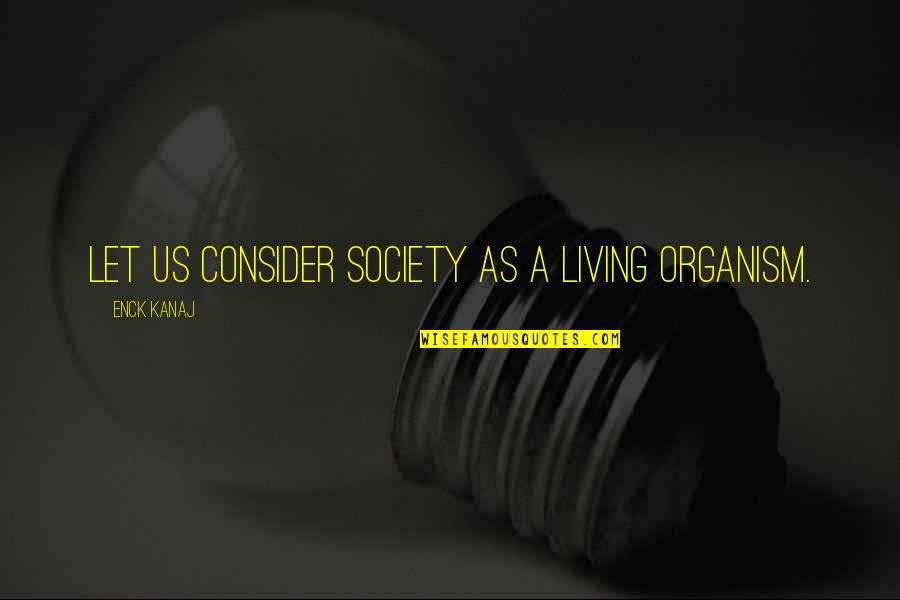 Famous Mohawk Indian Quotes By Enck Kanaj: Let us consider society as a living organism.
